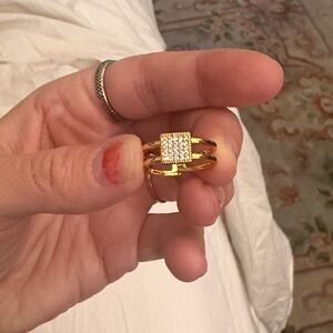 Maya Gold Pavé Square Double-Band Ring